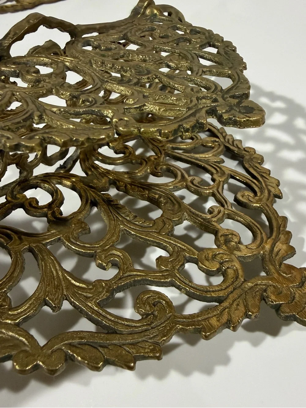 Set of 3 Vintage Ornate Art Nouveau Hollywood Regency Brass Letter Napkin Holder